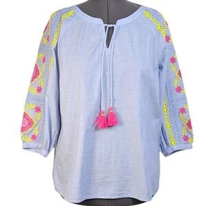 Not Available New Talbot's Embroidered Peasant Pullover Top Size Large